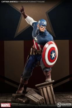Captain America Premium Format Figure By Sideshow Collectibles Allied Charge On Hydra EXCLUSIVE